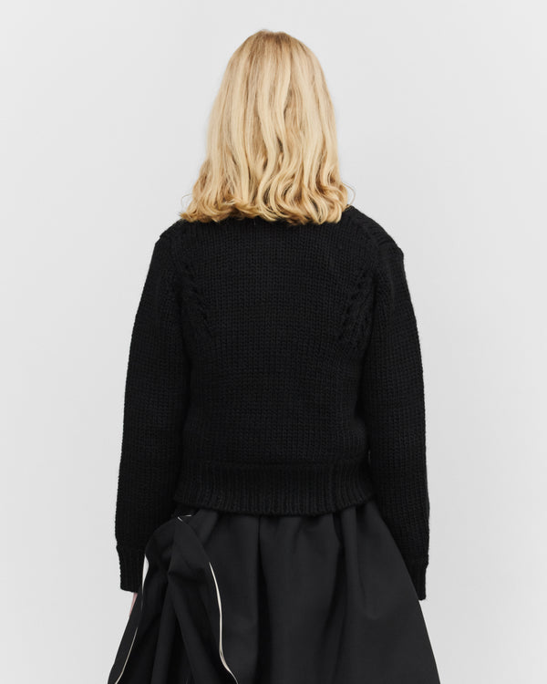 Tao - Women's Crochet Motif Cardigan - (Black)