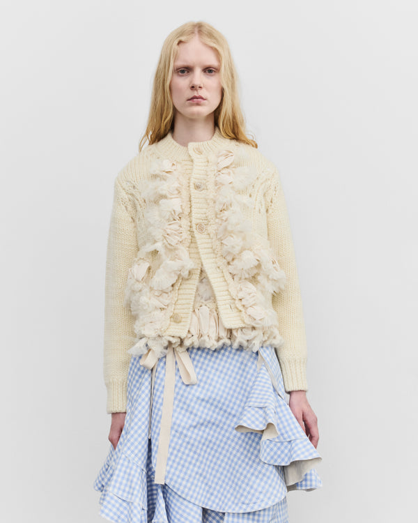 Tao - Women's Crochet Motif Cardigan - (Ecru)