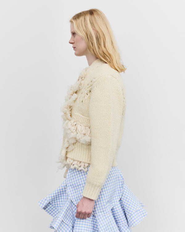 Tao - Women's Crochet Motif Cardigan - (Ecru)