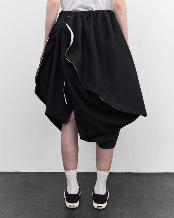 Tao - Women's  Asymmetric Gathered Skirt - (Black)