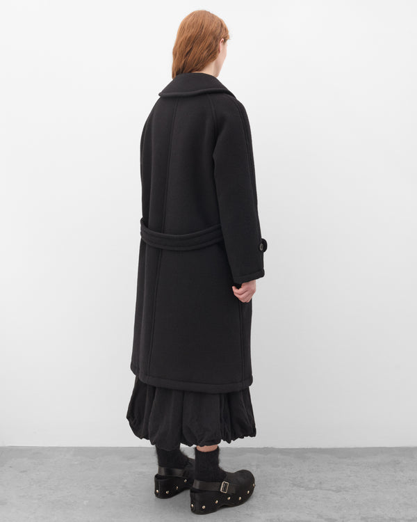 Tao - Women's Belted Peter Pan Collar Coat - (Black)