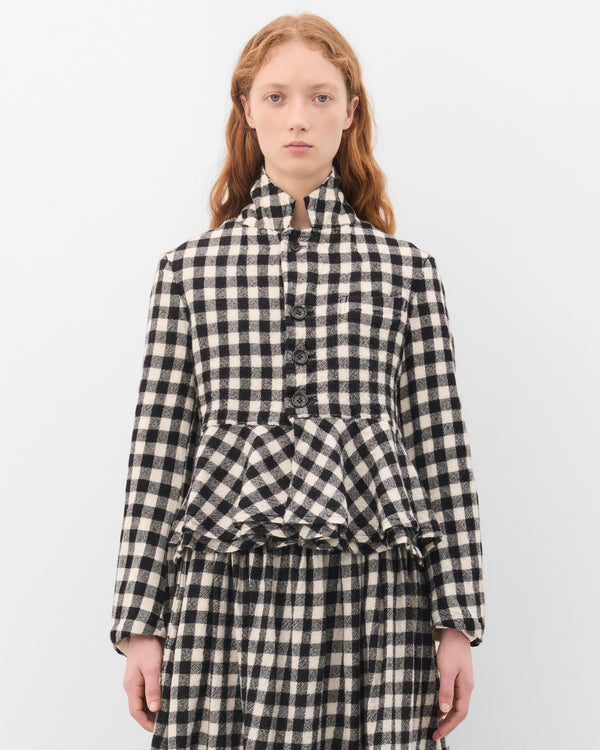 Tao - Women's Peplum Gingham Jacket - (Black)