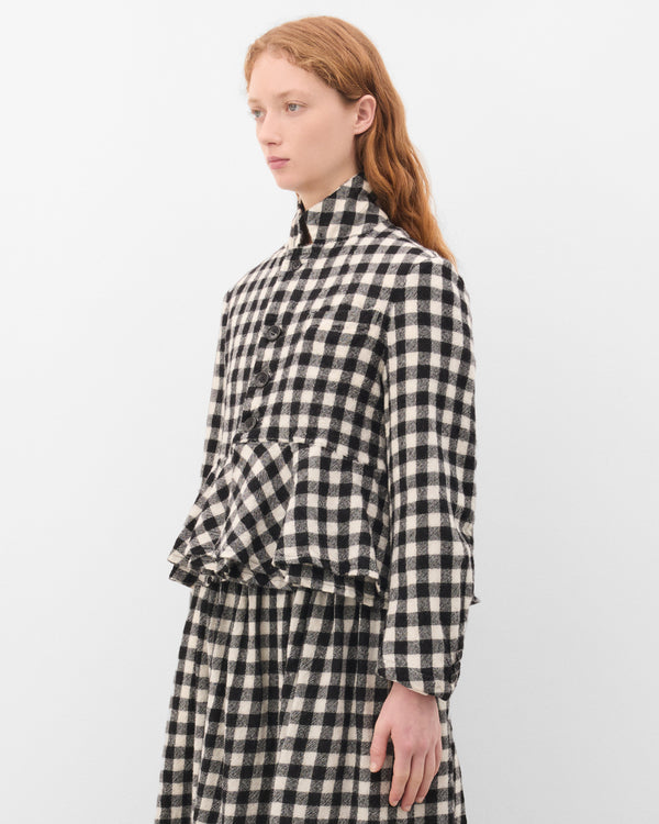 Tao - Women's Peplum Gingham Jacket - (Black)