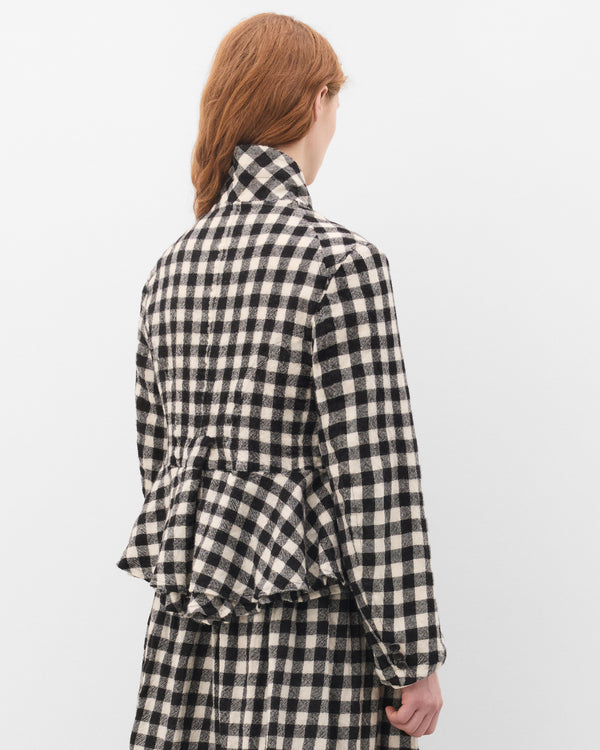 Tao - Women's Peplum Gingham Jacket - (Black)