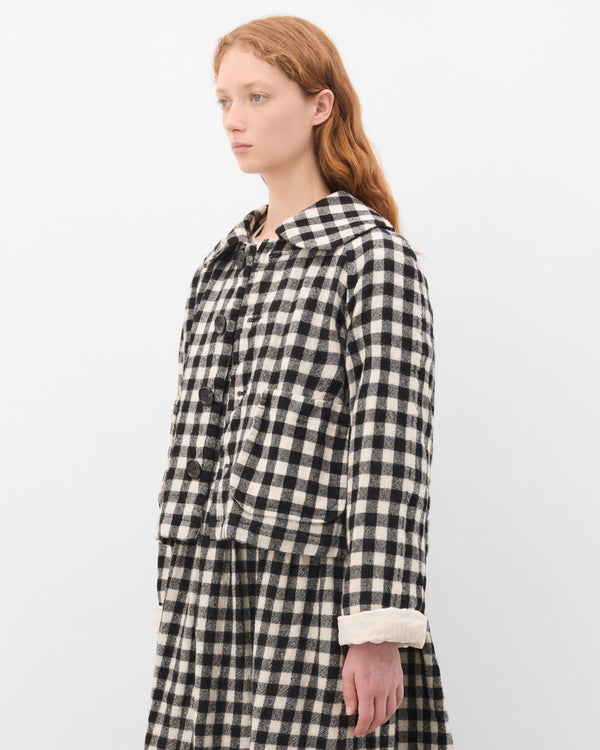 Tao - Women's Peter Pan Collar Gingham Jacket - (Black)