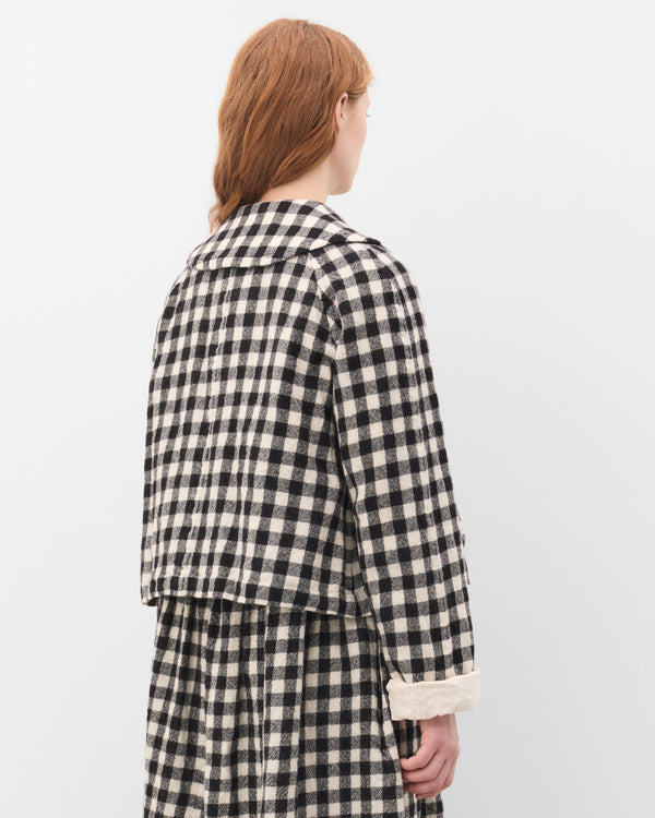 Tao - Women's Peter Pan Collar Gingham Jacket - (Black)