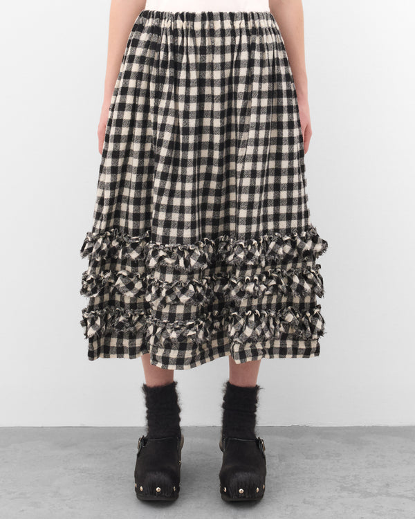 Tao - Women's Gingham Midi Skirt - (Black/White)