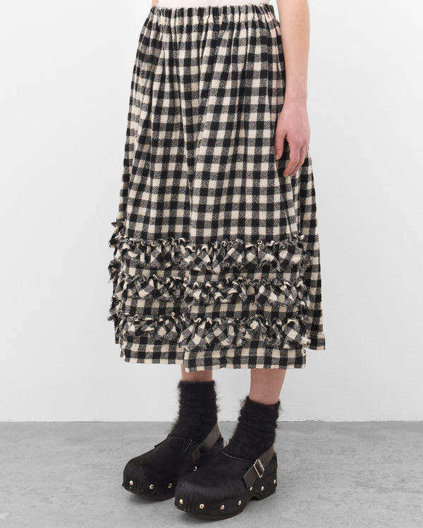 Tao - Women's Gingham Midi Skirt - (Black/White)