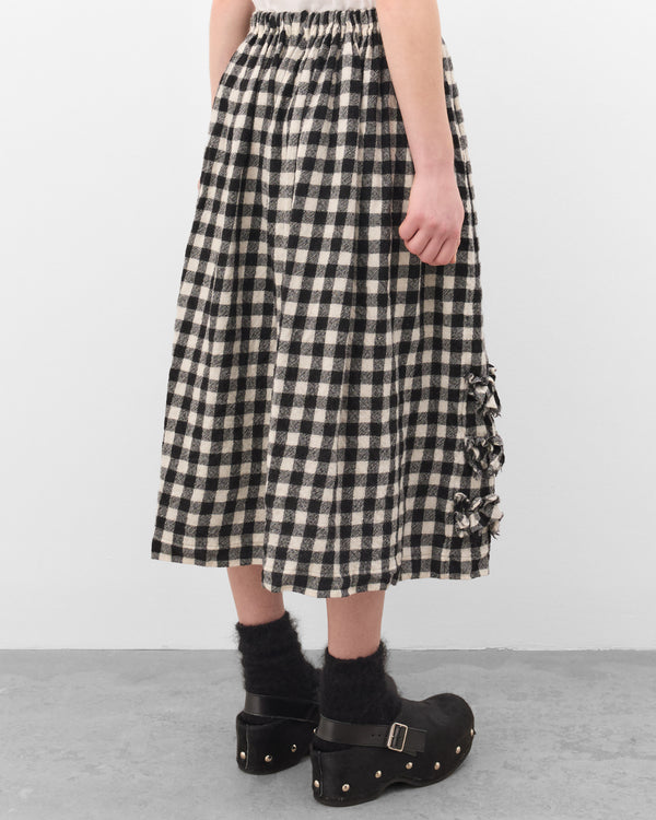 Tao - Women's Gingham Midi Skirt - (Black/White)
