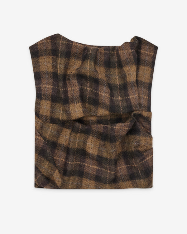 Torisheju - Women's Tartan Open Back Wrap - (Khaki)