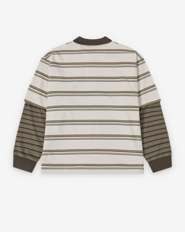 Townwear - Men's Layered Stripe Polo - (Green/Beige)