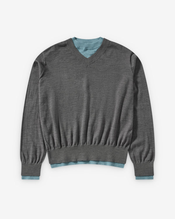 Townwear - Double Layered Sweater - (Turquoise/Grey)