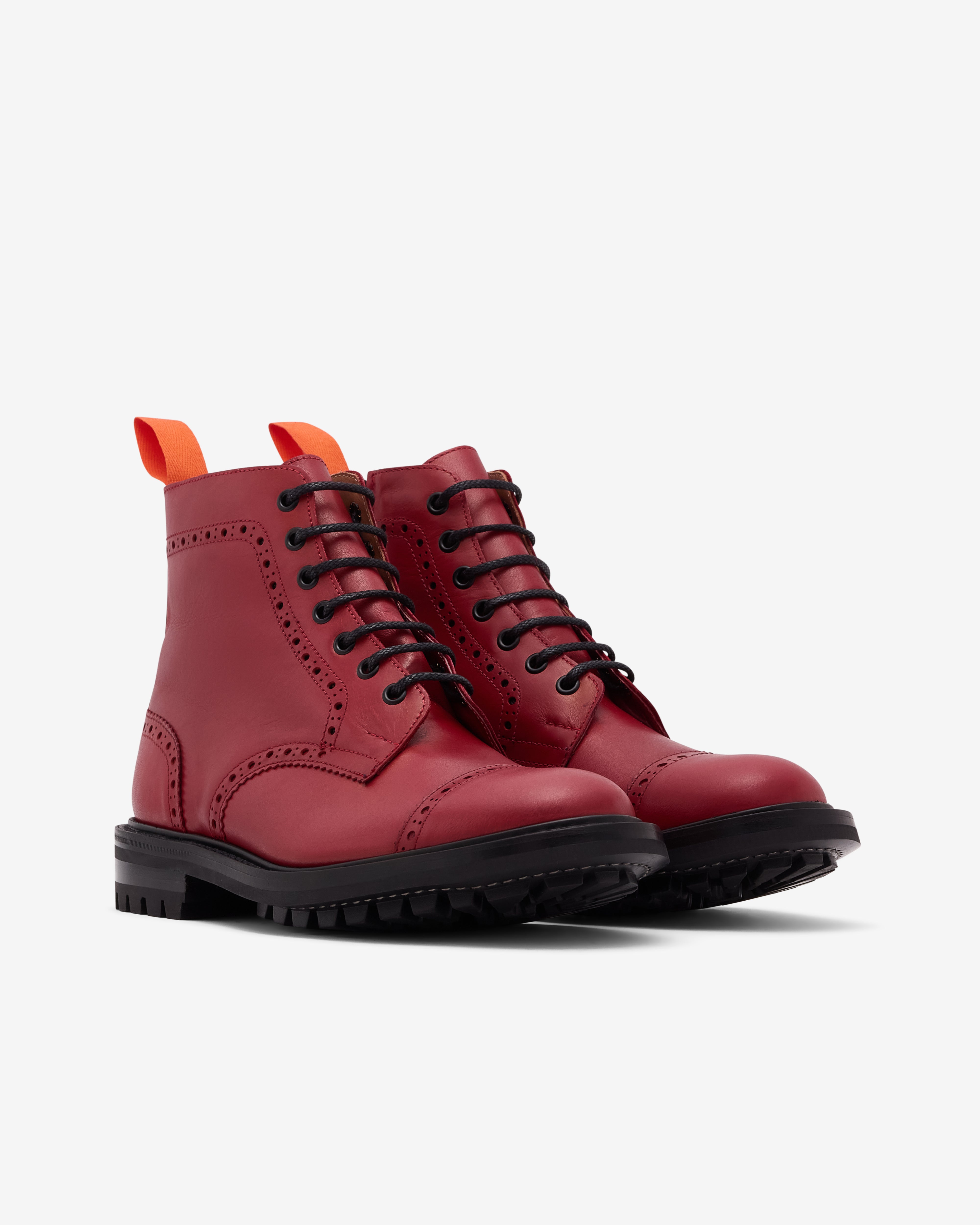 Junya Watanabe MAN: Men's Trickers Brogue Zip Boots (Red) | Dover Junya Watanabe MAN: Men's Trickers Brogue Zip Boots (Red) | Dover