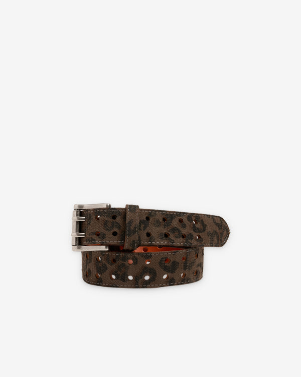Fugazi - Men's Textured Double Prong Belt - (Leopard)