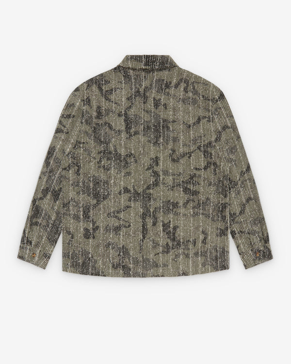 Fugazi - Men's Textured Letter Button Up - (Camo)