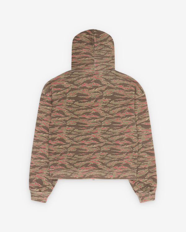 Fugazi - Men's Washed Tiger Camo Zip Hoodie - (Olive)