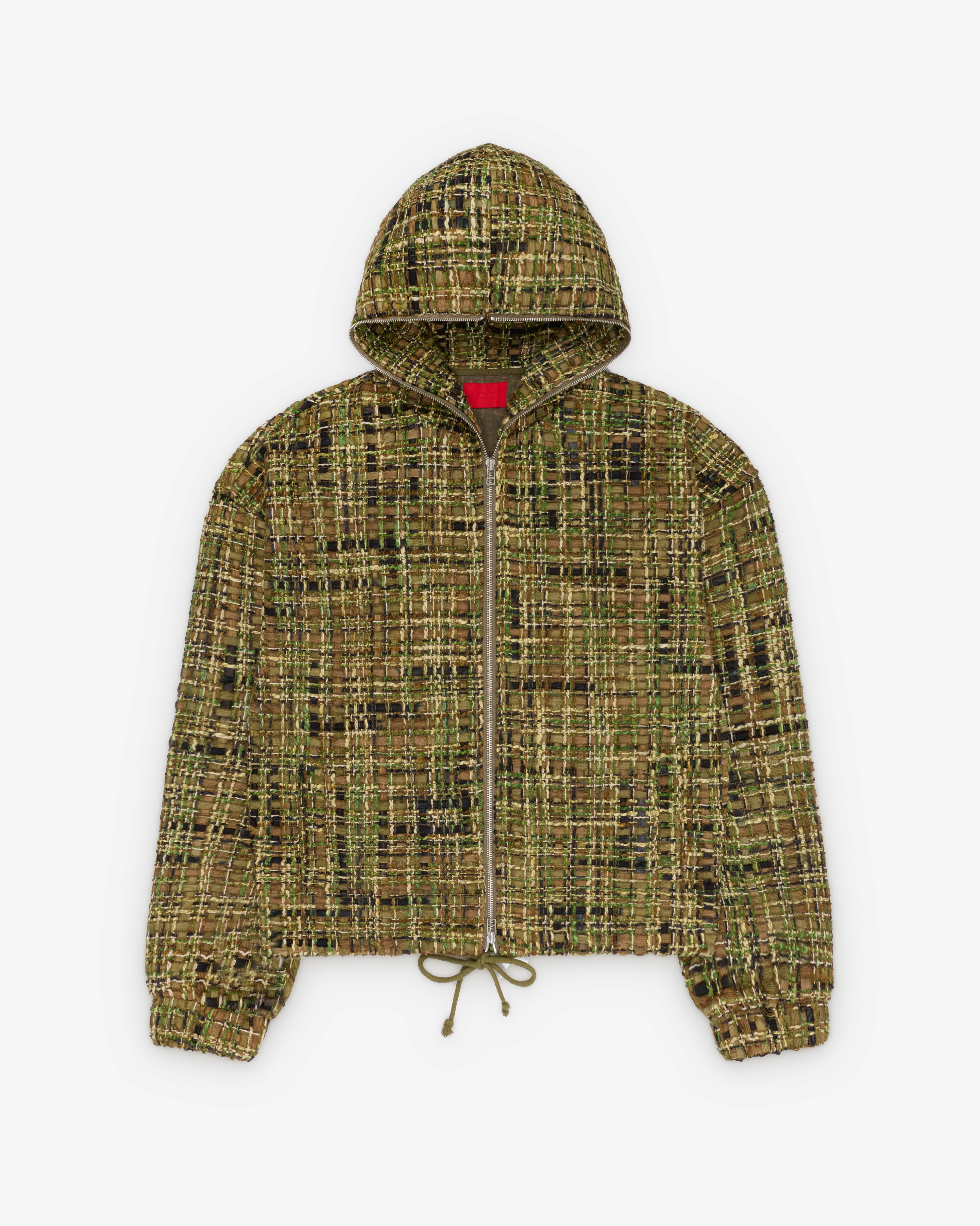 Fugazi: Men's Tweed Zip Hoodie (Green) | Dover Street Market London