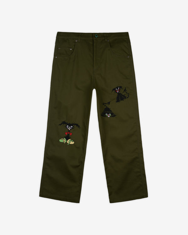 Brain Dead - Men's Twisted Snout Embroidered Pant - (Olive)