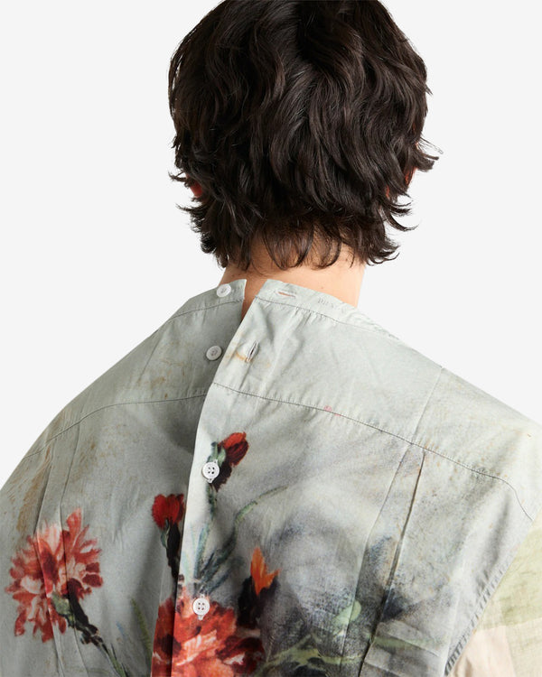 Prada  - Men's Printed Cotton Shirt - (Cloudy Gray/Red)
