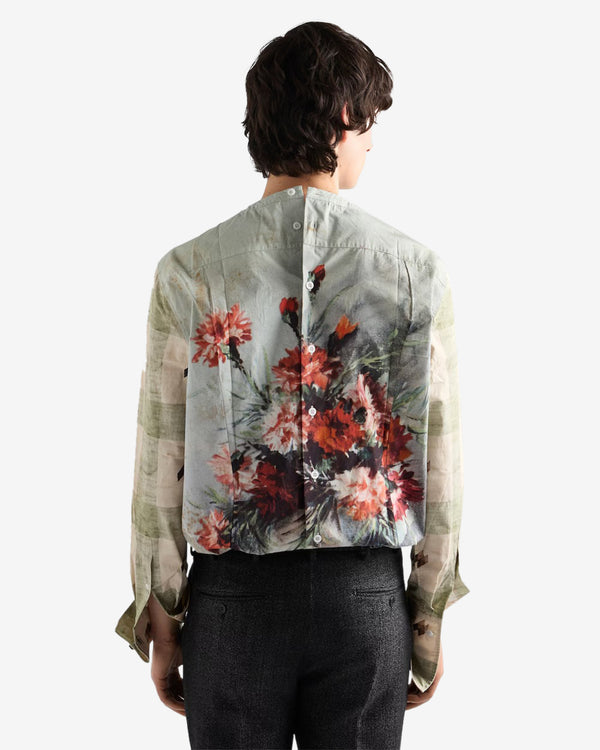 Prada  - Men's Printed Cotton Shirt - (Cloudy Gray/Red)