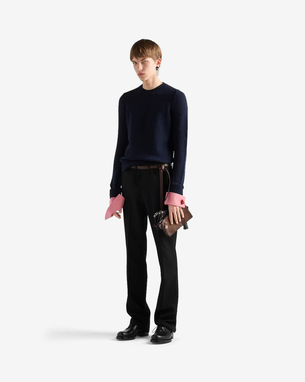 Prada  - Men's Shetland Wool Crew-Neck Sweater - (Navy)