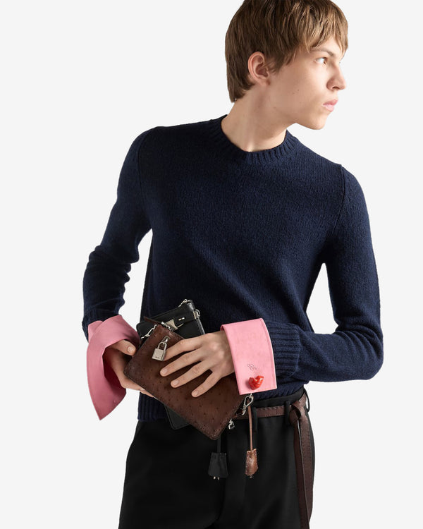 Prada  - Men's Shetland Wool Crew-Neck Sweater - (Navy)