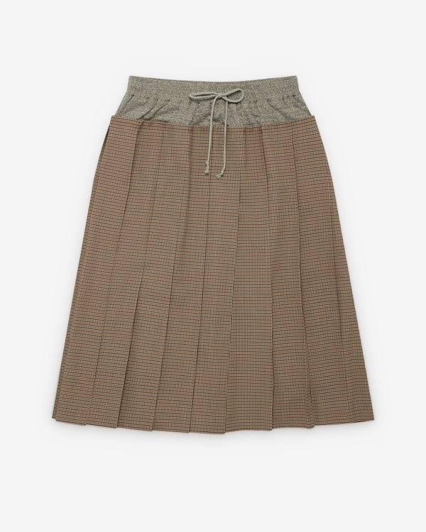 Undercover - Women's Drawcord Pleated Skirt - (Brown Check)