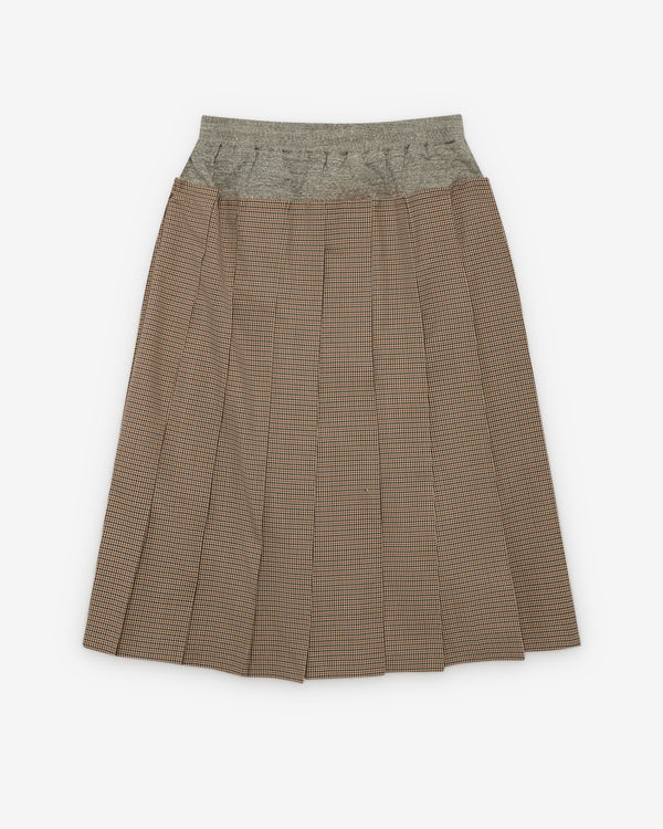 Undercover - Women's Drawcord Pleated Skirt - (Brown Check)
