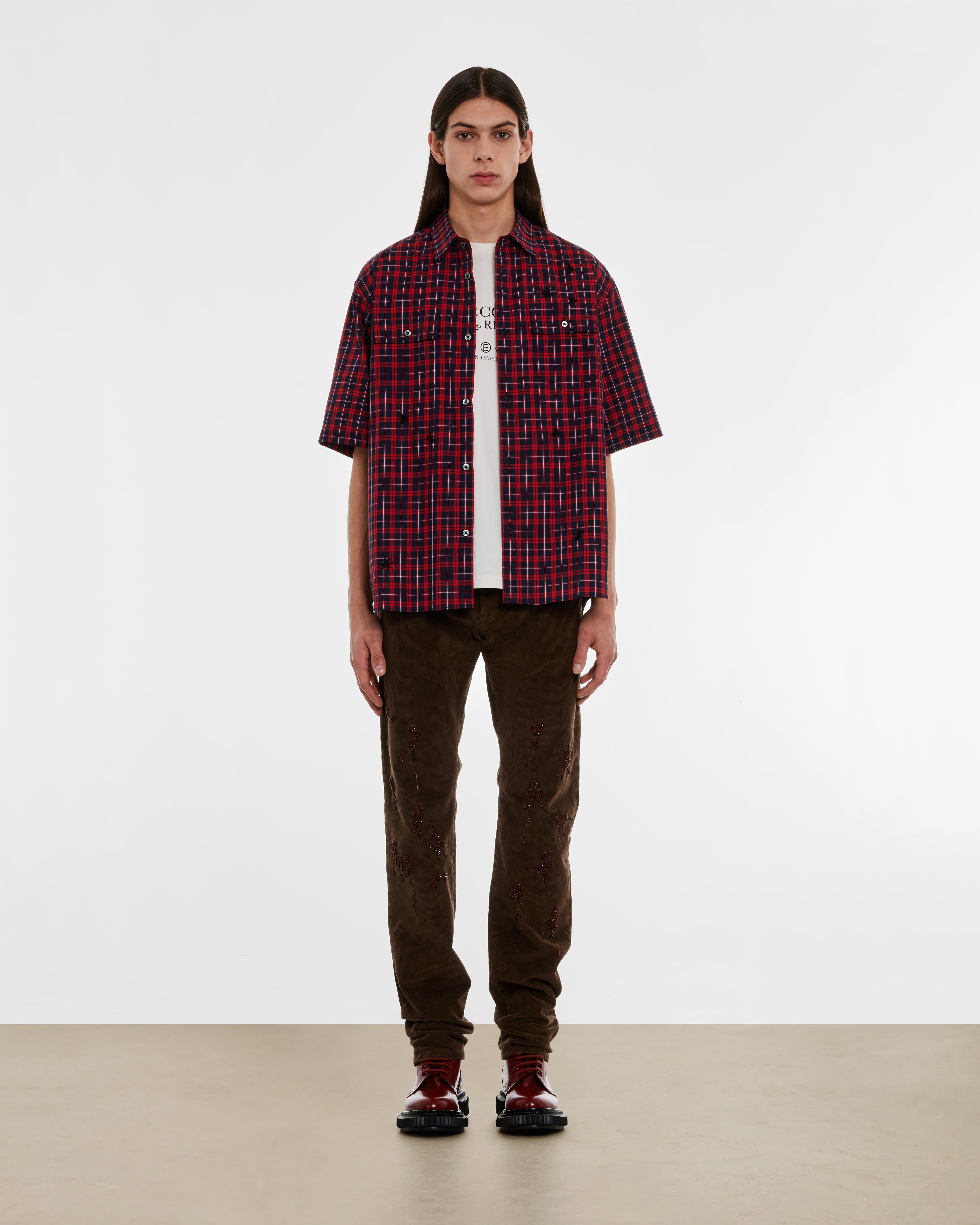 Undercover: Men's Insect Check Shirt (Red) | DSML E-SHOP