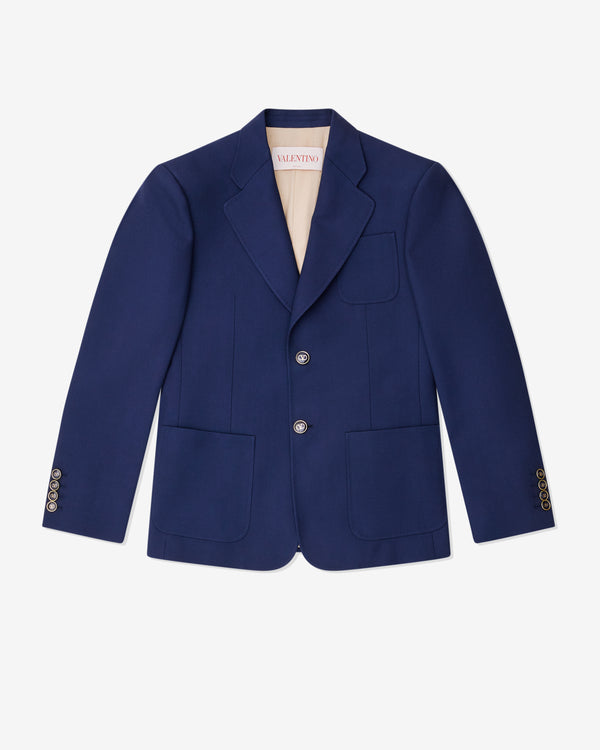 Valentino - Men's Single-Breasted Wool Gabardine Jacket - (Indigo)