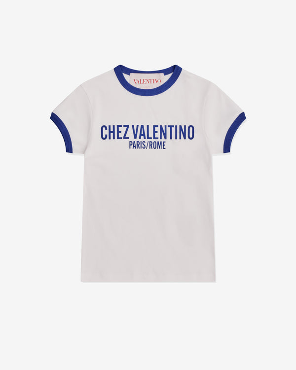 Valentino - Women's Jersey Cotton T-Shirt - (Ivory/Electric Blue)