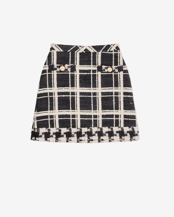 Valentino - Women's Macro Check Tweed Skirt - (Black/Ivory)