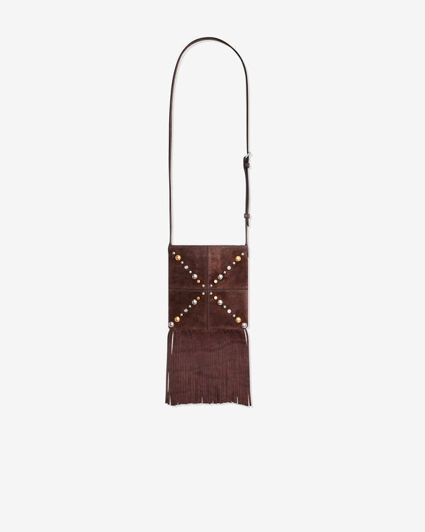 Valentino  Garavani  - Women's Nellcôte Small Shoulder Bag In Suede With Fringes - (Testa Di Moro)