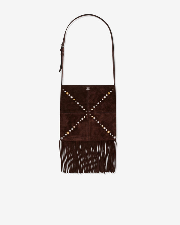 Valentino Garavani  - Nellcôte Suede Shoulder Bag With Fringes - (Testa Di Moro)