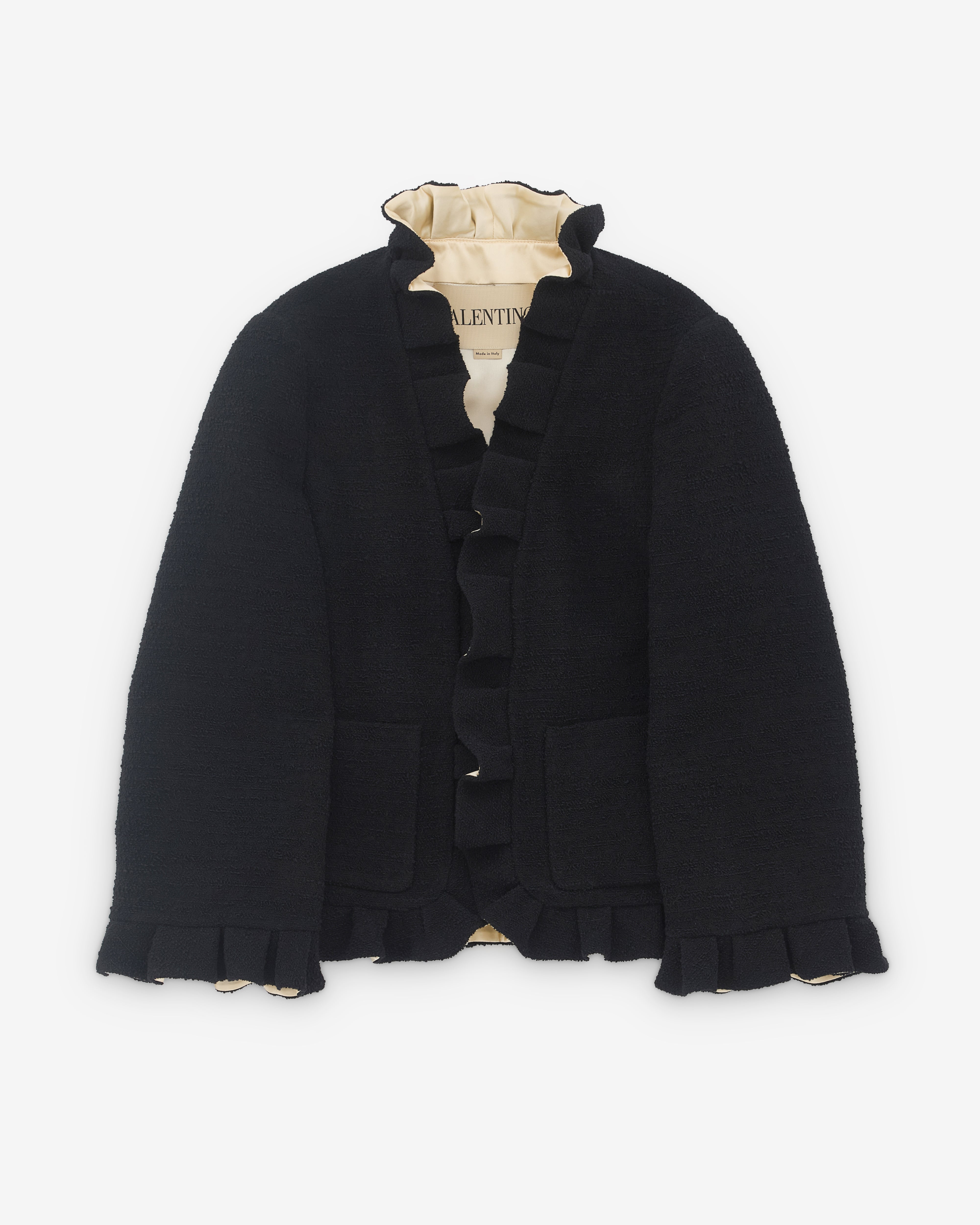 Valentino: Women's Ruffle Jacket (Black) | DSML E-SHOP