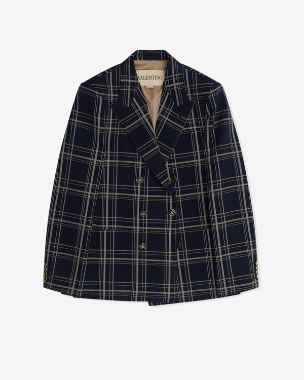 Valentino - Men’s Check Pattern Double Breasted Jacket - (Navy/Grey)