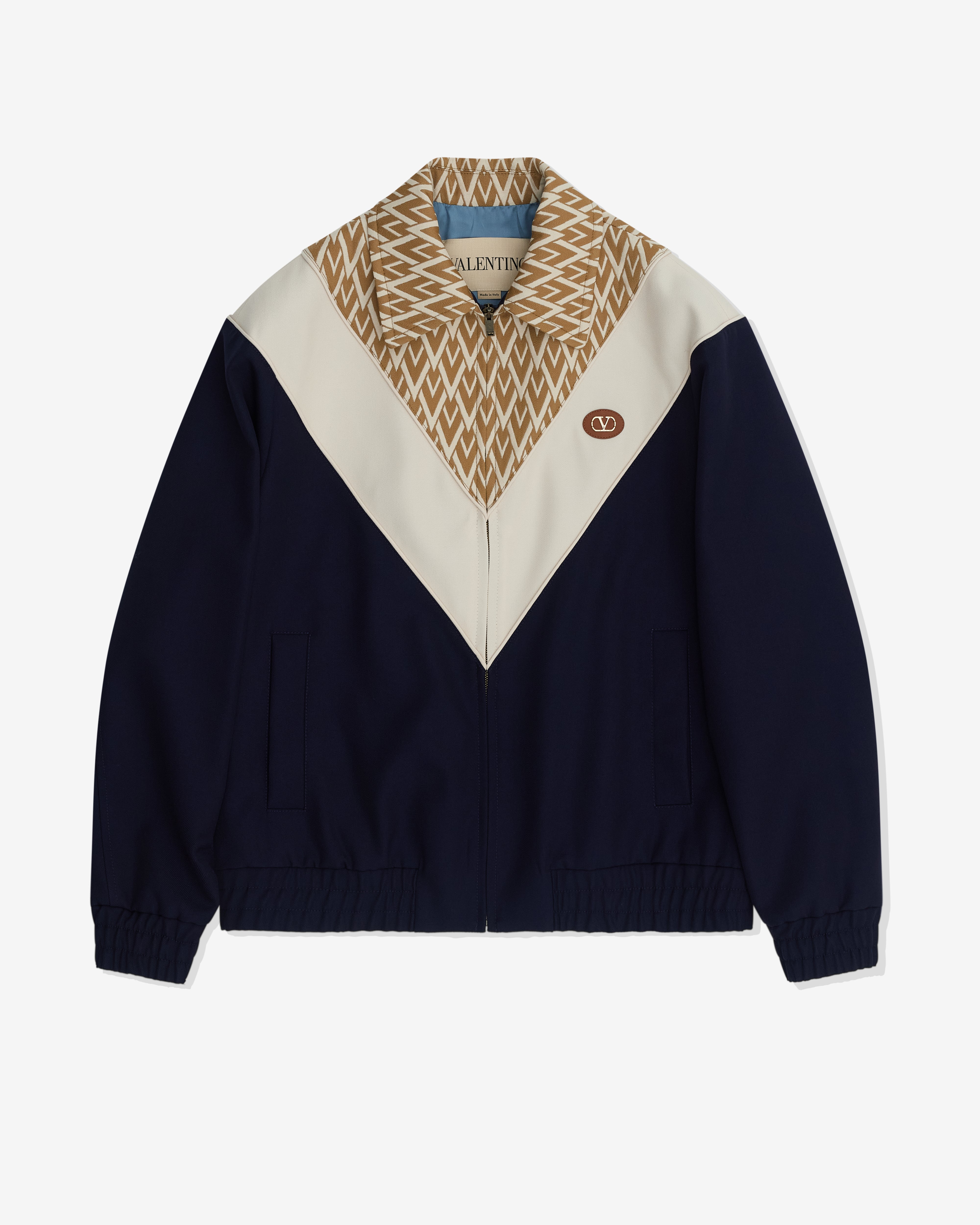 Valentino: Men's Zip V-Logo Jacket (Blue) | DSML E-SHOP