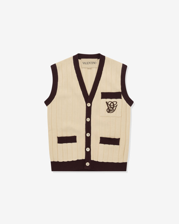Valentino - Men’s Ribbed Cotton Waistcoat - (Butter/Testa Di Moro)