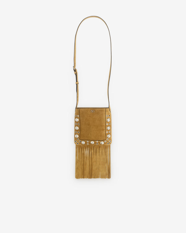 Valentino Garavani - Men’s Nellcôte Suede Small Shoulder Bag With Fringes - (Havana Beige)