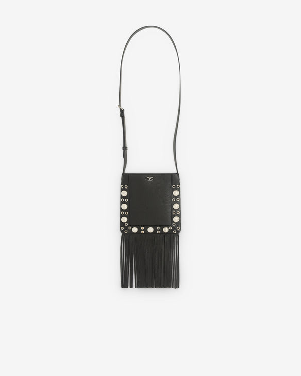 Valentino Garavani - Men’s Nellcôte Leather Small Shoulder Bag With Fringes - (Black)