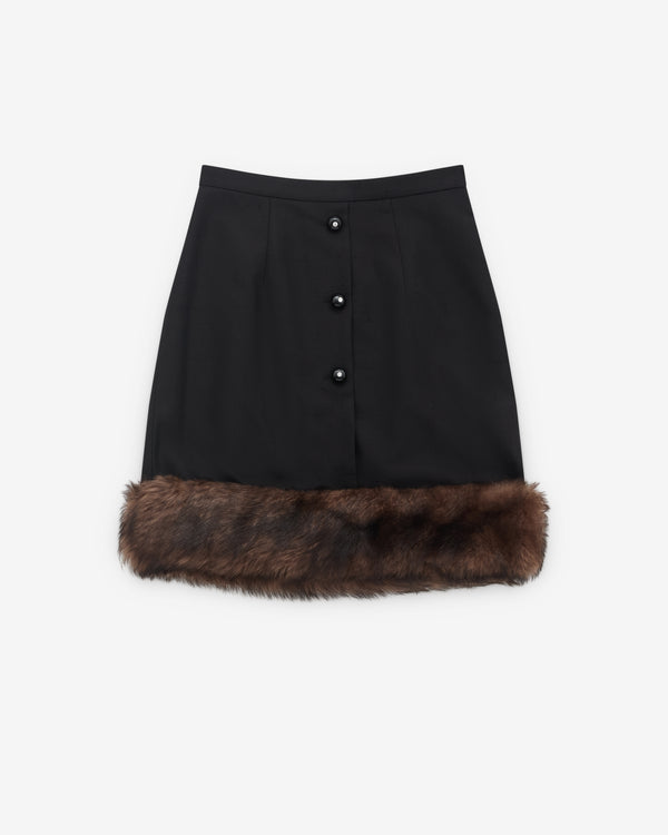 Valentino - Women's Shearling Trim Skirt - (Black)