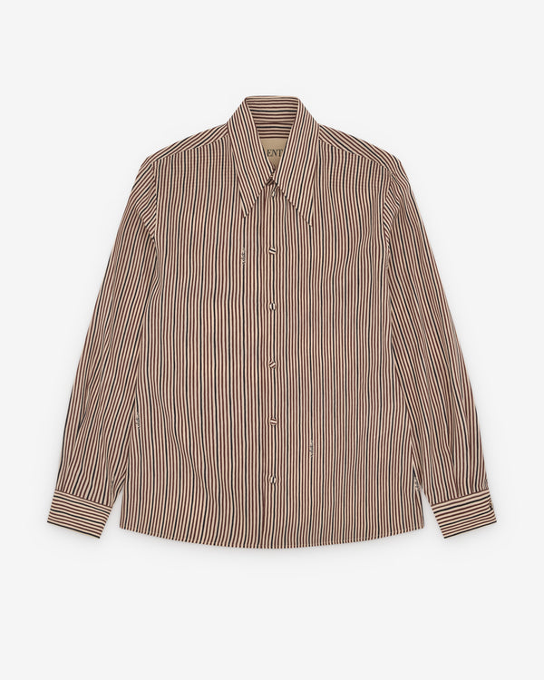 Valentino - Men's Stripe Silk Shirt - (Brown)