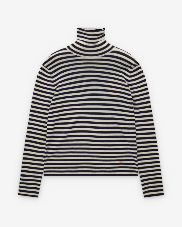 Valentino - Women's Striped Turtle Neck - (Navy/White)