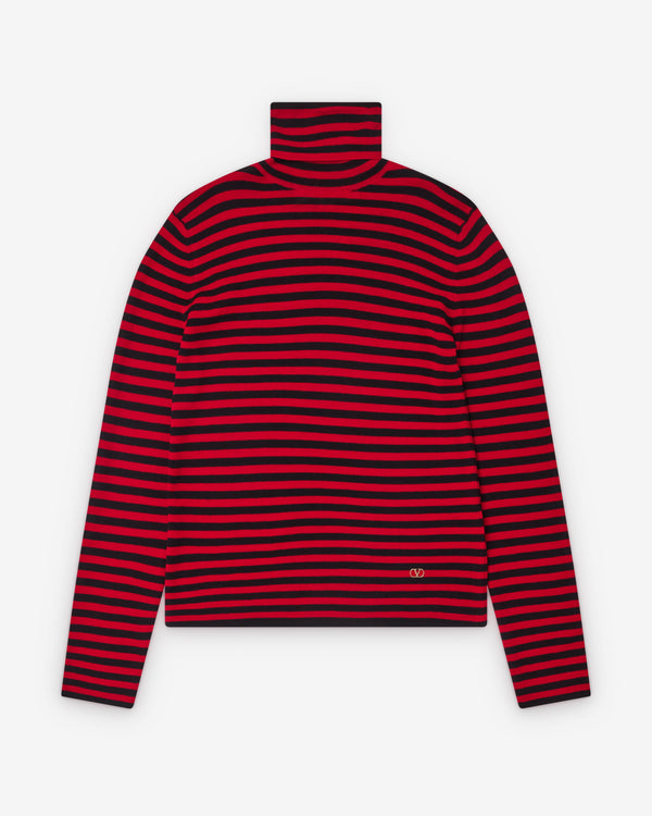 Valentino - Women's Striped Turtleneck - (Red/Black)
