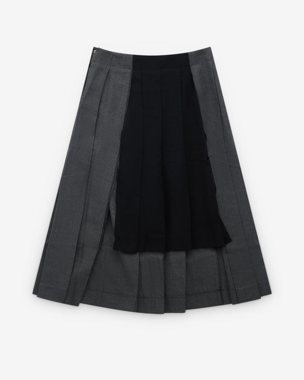 Vaquera - Women’s Pleated Panelled Skirt - (Dark Grey)