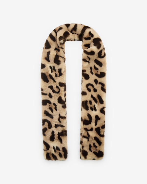 Vaquera - Women’s Leopard Faux Fur Scarf - (Brown)