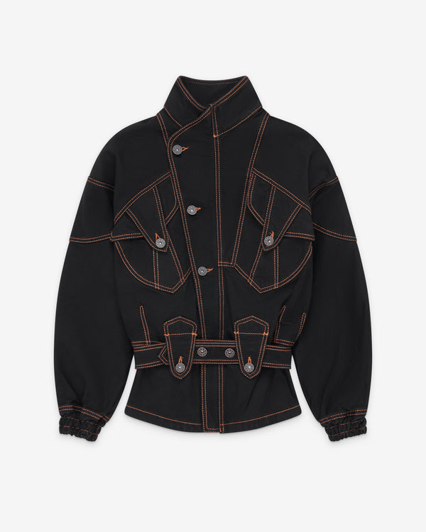 Vaquera - Women's Belted Denim Jacket - (Black)
