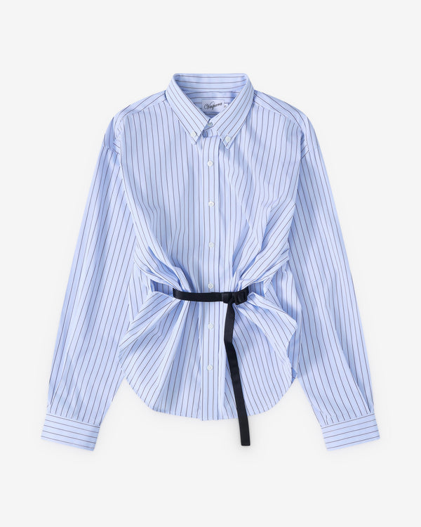 Vaquera - Women's Belted Button Down Shirt - (Blue Stripe)
