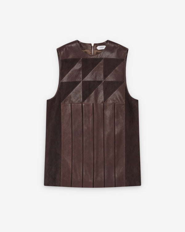 Versace  - Women's Leather Patchwork Mini Dress - (Brown)