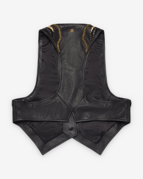 Versace  - Women's Embroidered Leather Vest - (Black)